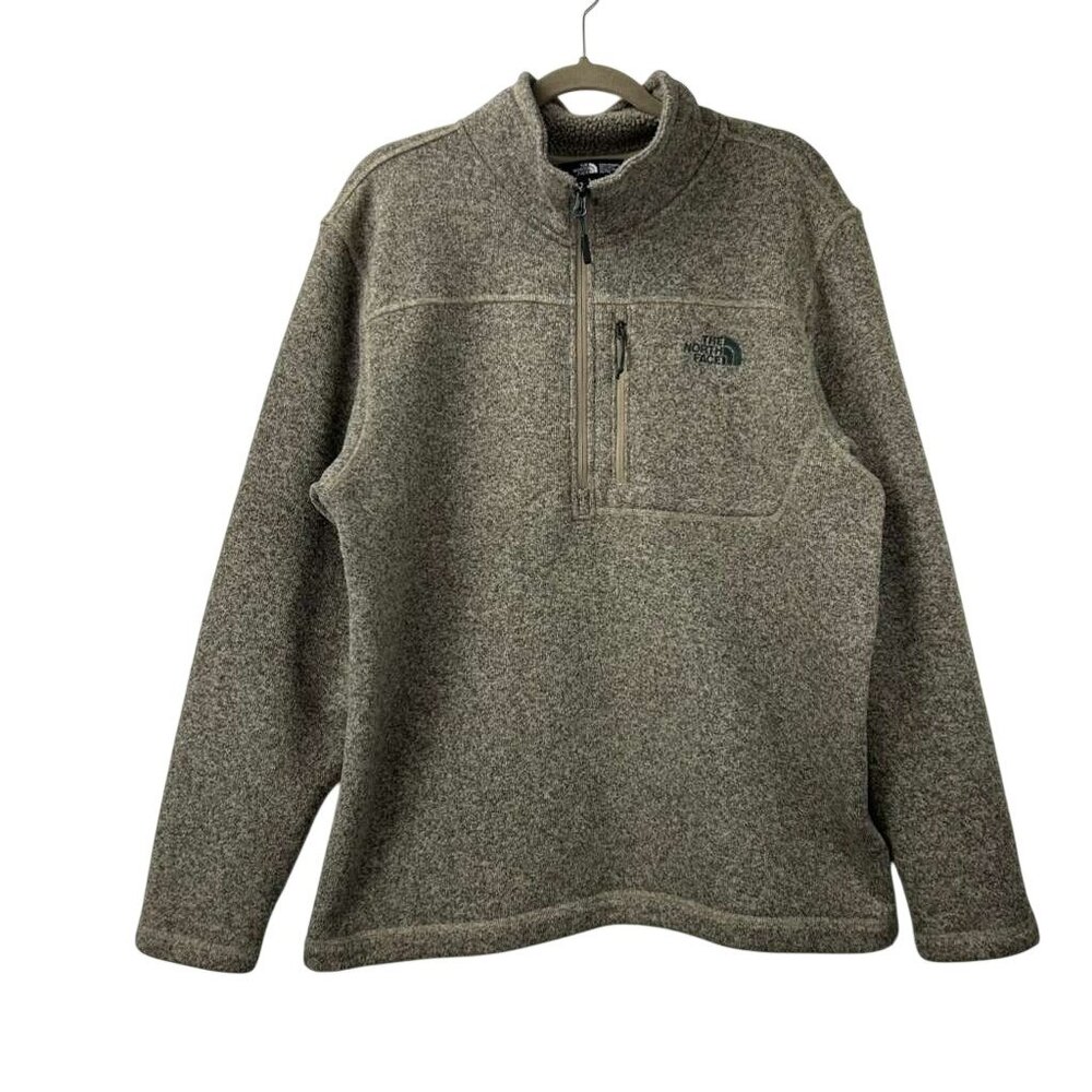The North Face Men's XL Heathered Brown 1/4 Zip Fleece Jacket Pullover